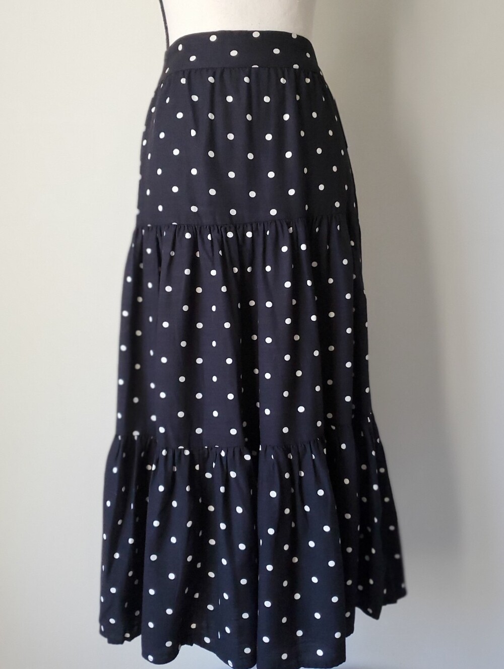 Lauren Conrad Flowy Black and White Polka Dot Tiered Maxi Skirt - Size S